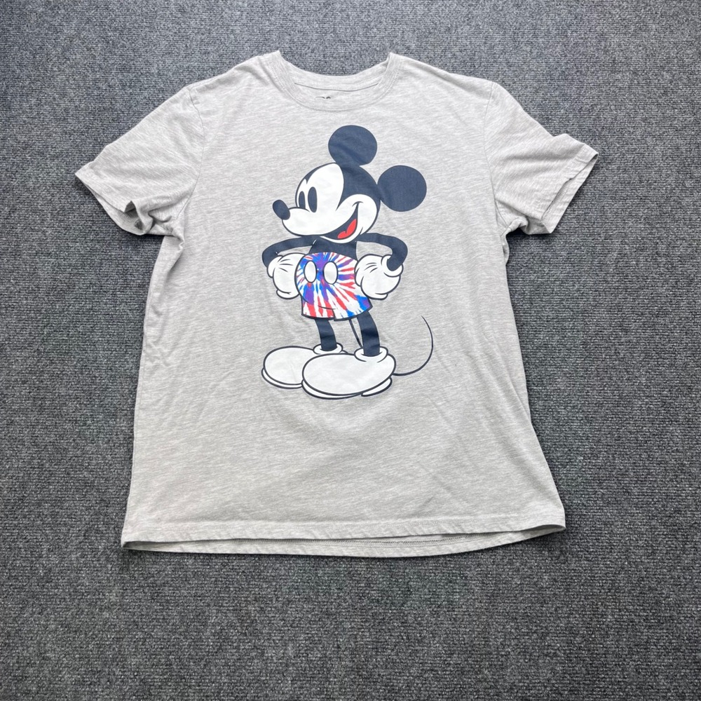Disney Mickey Mouse Graphic Tie Dye‎ Heather Gray Short Sleeve T-Shirt